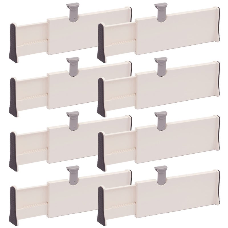 TENABORT Set of 8 Adjustable Drawer Dividers Organizer Separators Plastic Dresser Organizer for Bedroom, Bathroom, Closet, Office Desk, Kitchen Storage - Image 1
